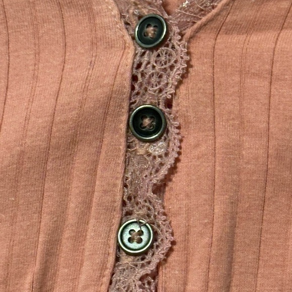 Urban Outfitters Pink Lace-Trimmed Ribbed Cardigan - Picture 3 of 6